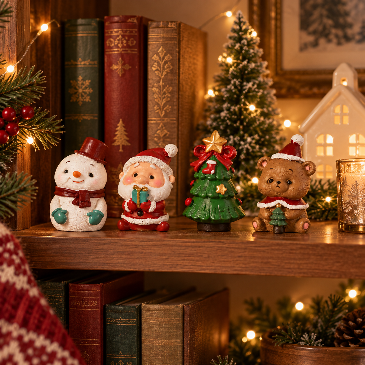 A Little Christmas Family For Your Home 🎄 4-Piece Handmade Resin Christmas Figurine Set