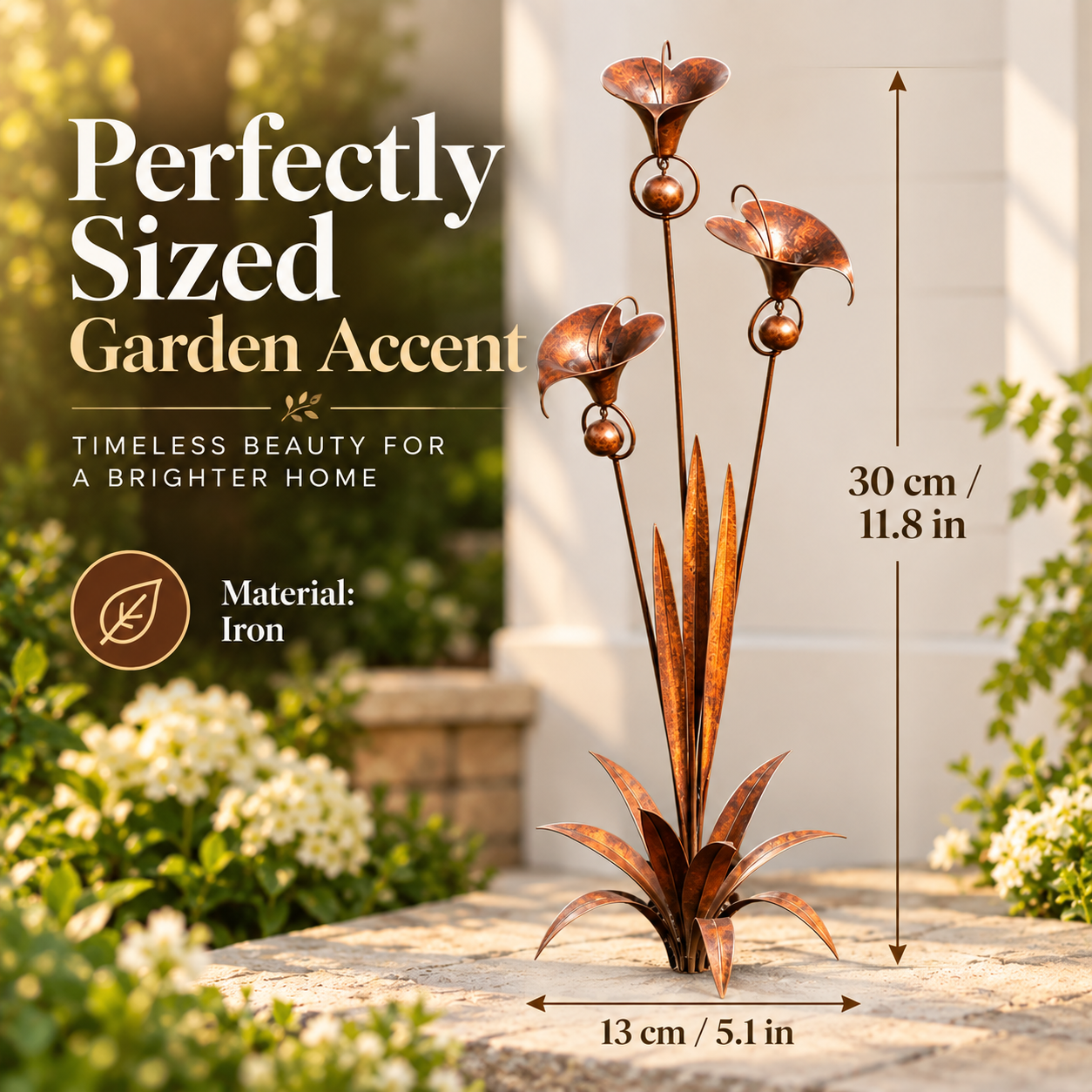 Vintage Metal Flower Garden Stake – Rustic Iron Garden Sculpture for Outdoor Yard & Patio