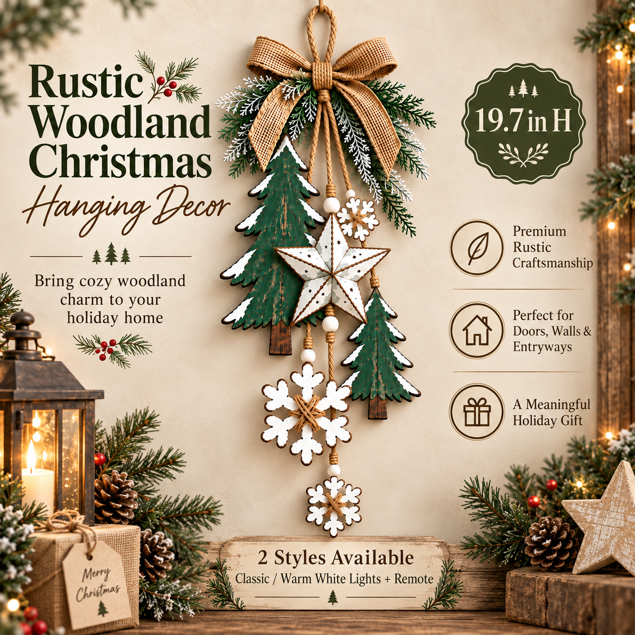 Rustic Woodland Christmas Hanging Decor