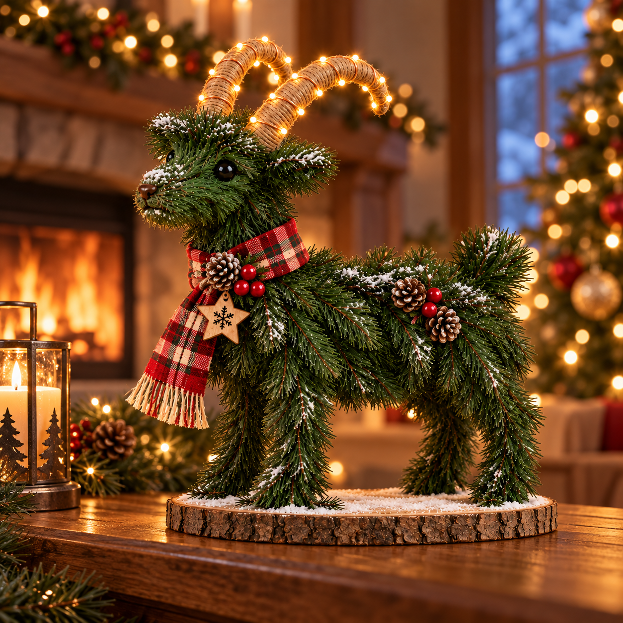 Vintage Lighted Christmas Goat Figurine