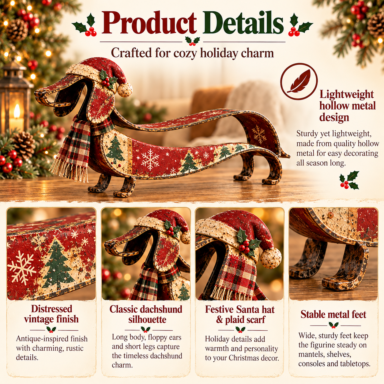 Vintage Christmas dachshund decoration