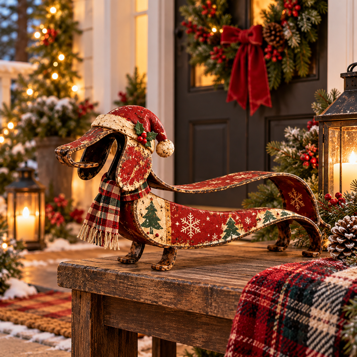 Christmas dachshund figurine holiday home display