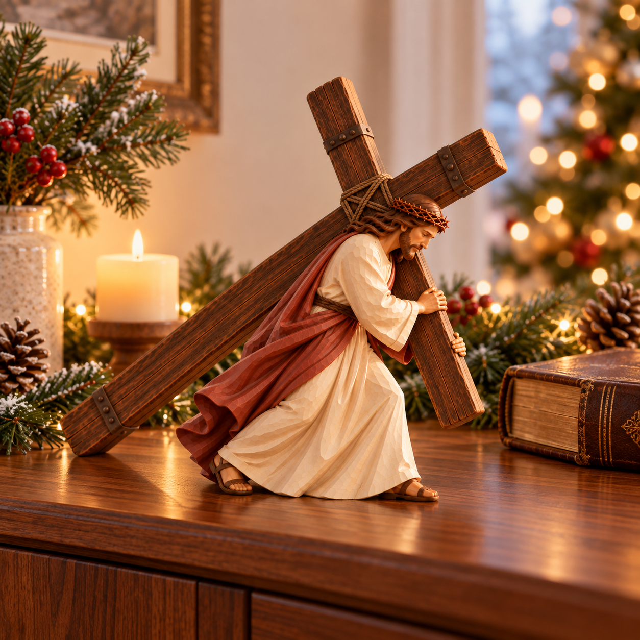 ✝️ Vintage Jesus Carrying the Cross Figurine