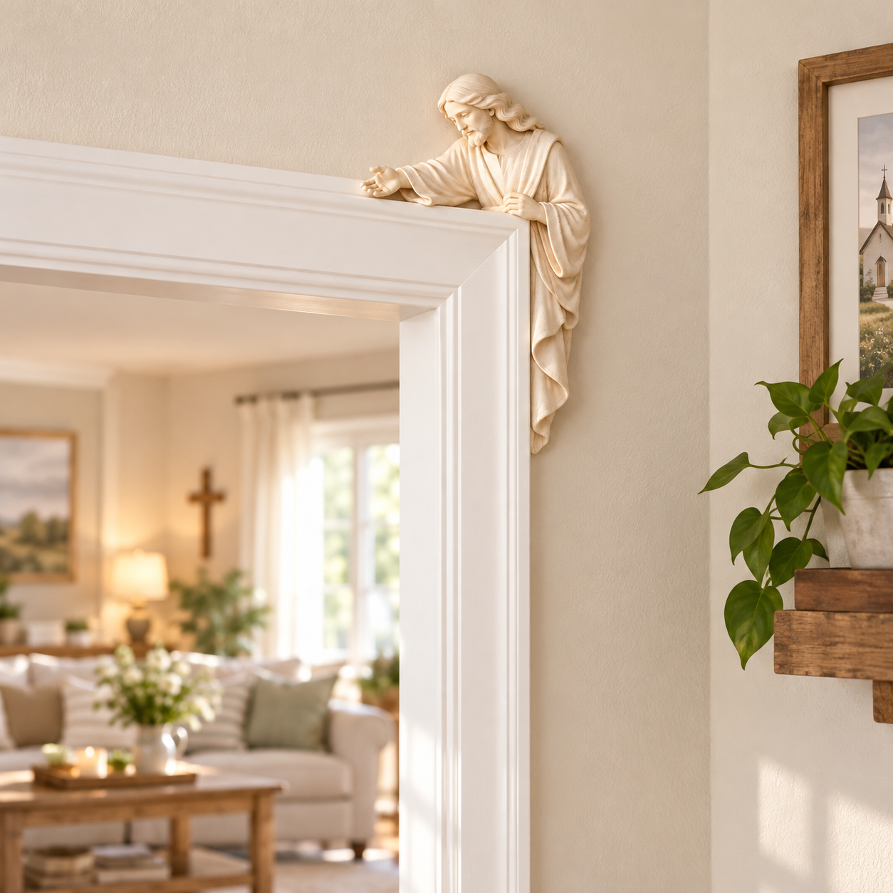Jesus Door Frame Blessing Figurine – A Gentle Reminder of Faith & Prayer