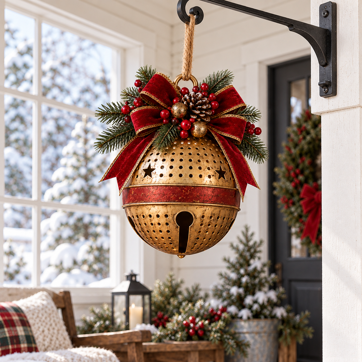 Vintage Antique Gold Christmas Hanging Bell Decor