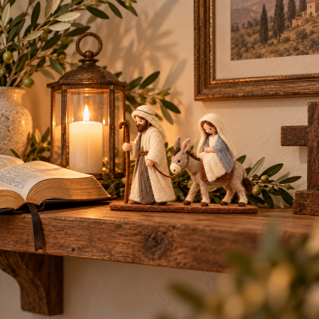 Handcrafted-Style Holy Family Journey to Bethlehem Figurine