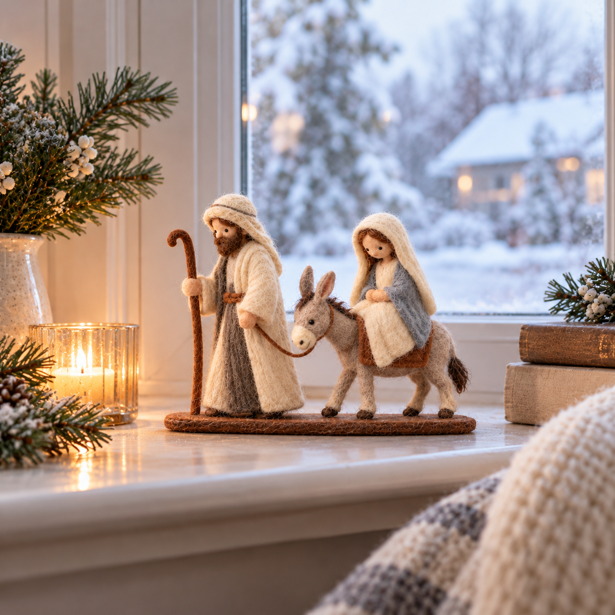 Handcrafted-Style Holy Family Journey to Bethlehem Figurine
