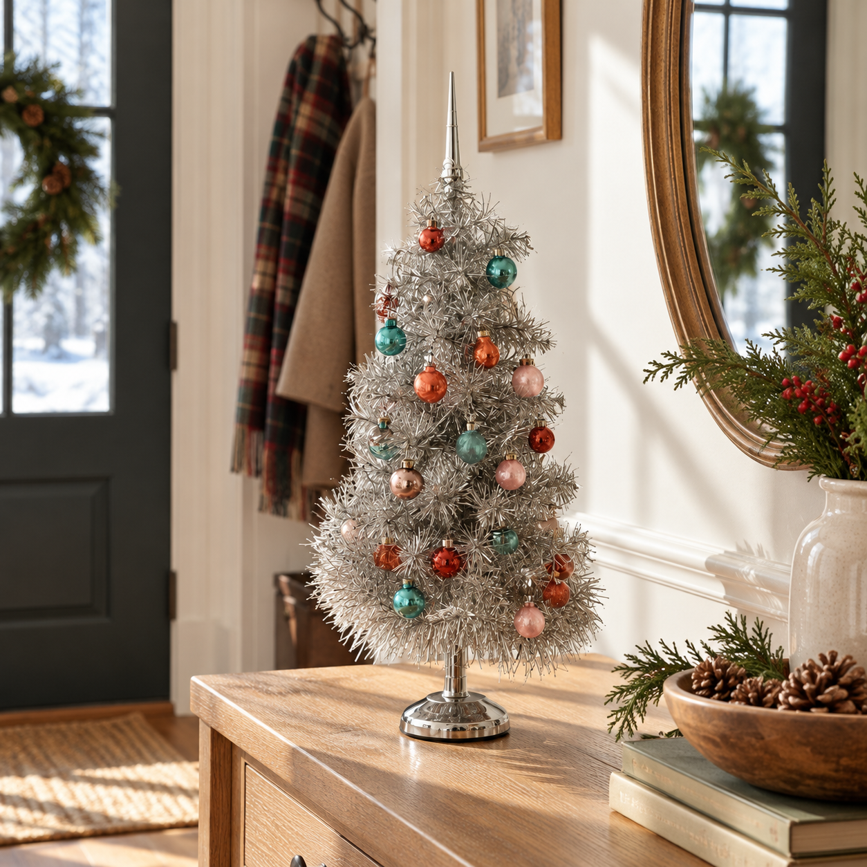 Vintage Silver Lighted Christmas Tree