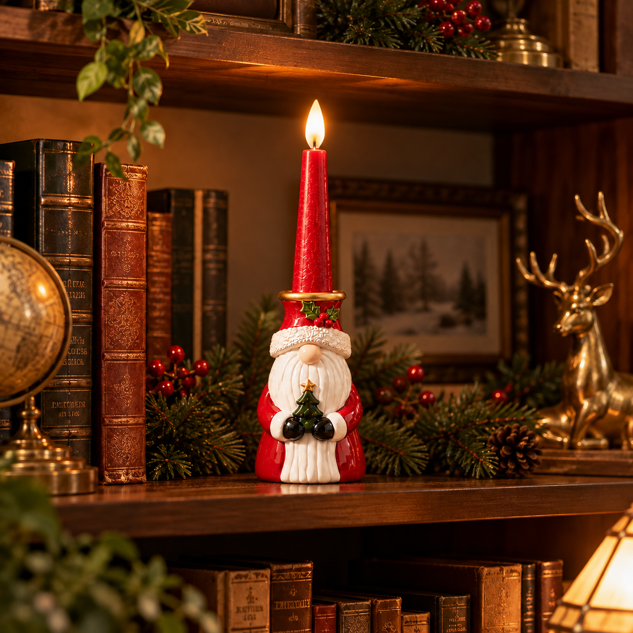 Vintage Christmas LED Candle Figurines