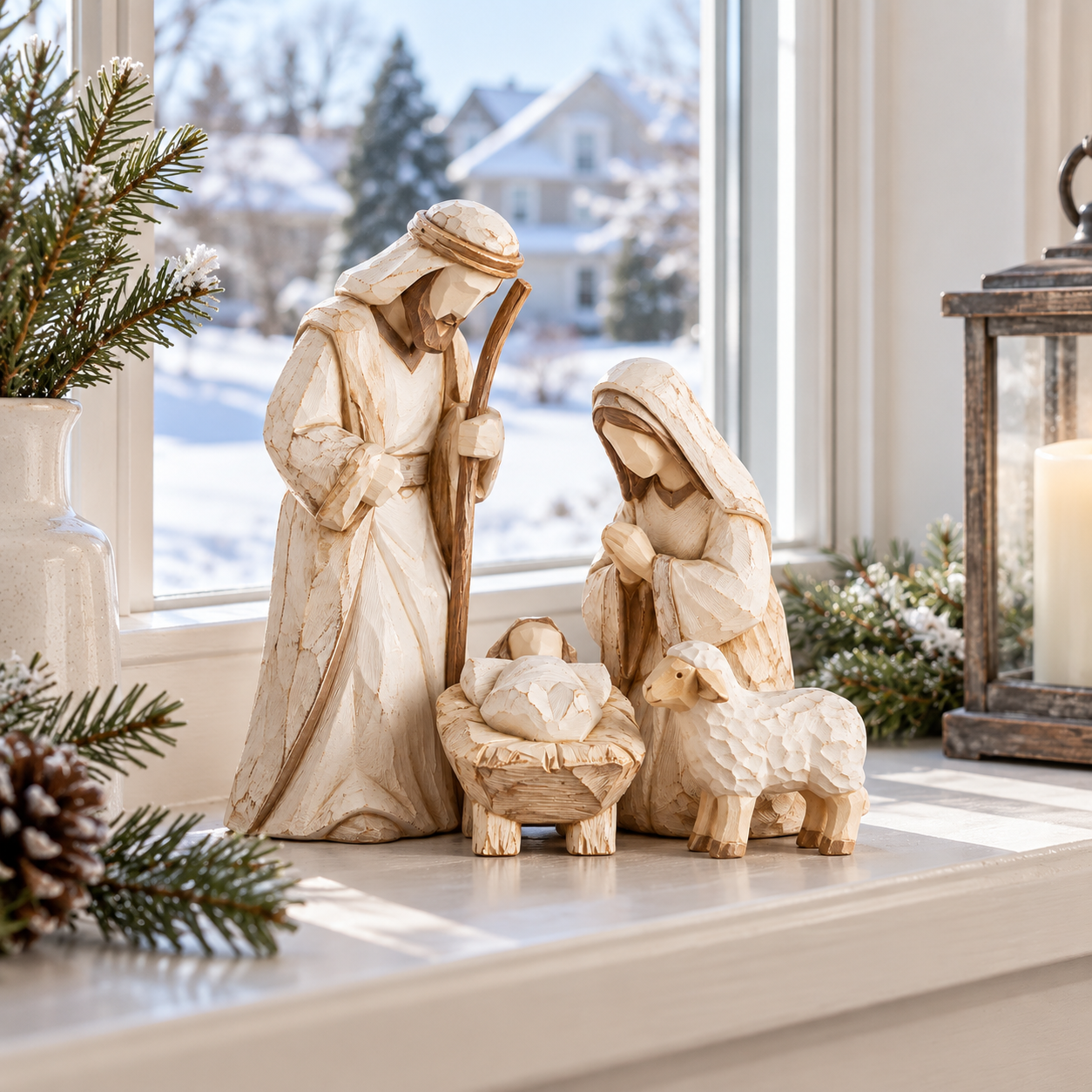 Vintage Ivory Nativity Scene Set