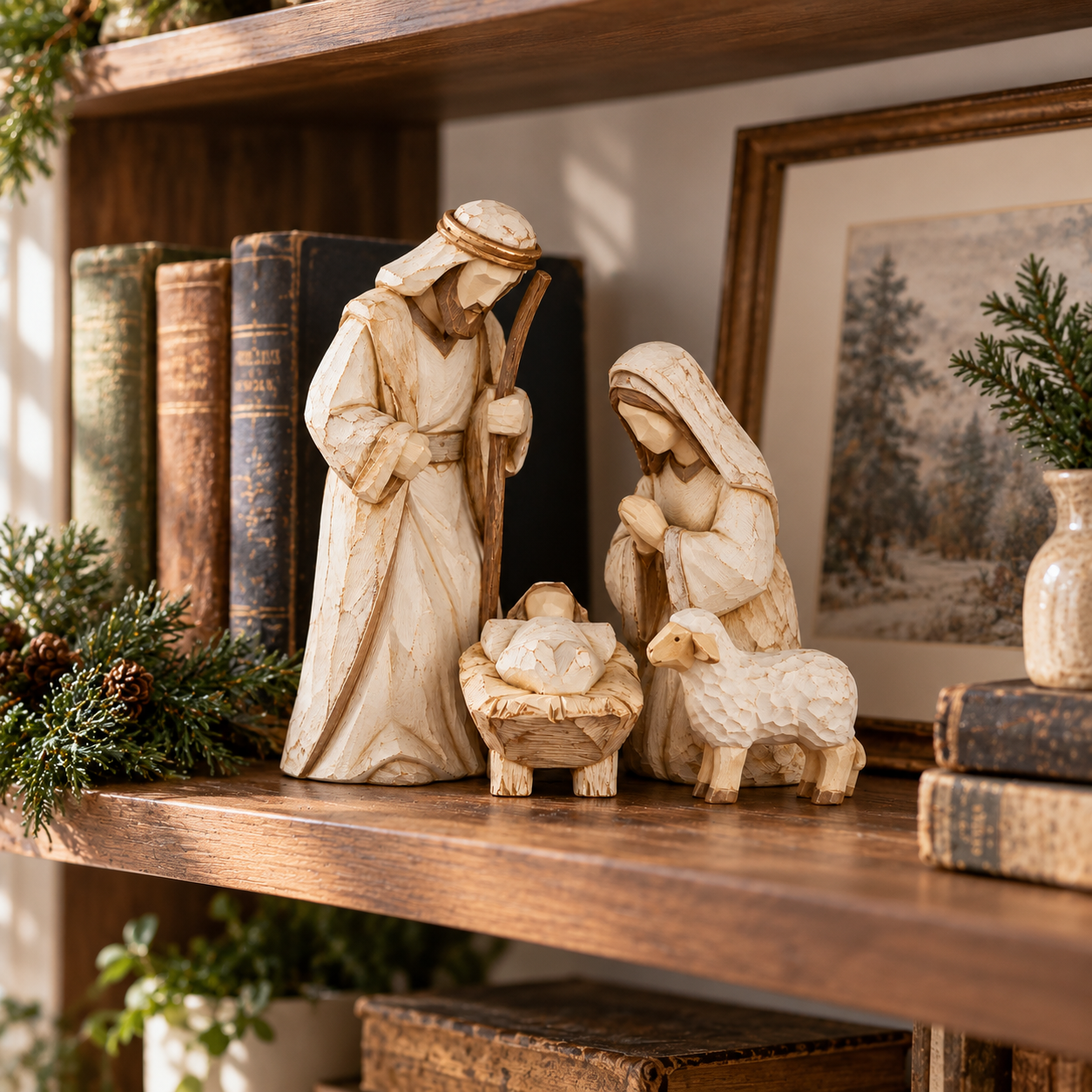 Vintage Ivory Nativity Scene Set