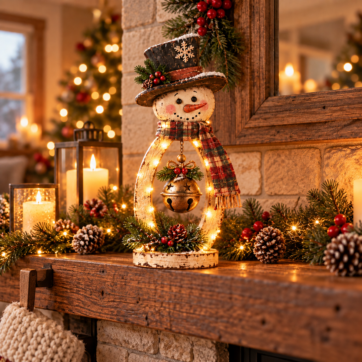 Vintage Lighted Snowman Christmas Decor