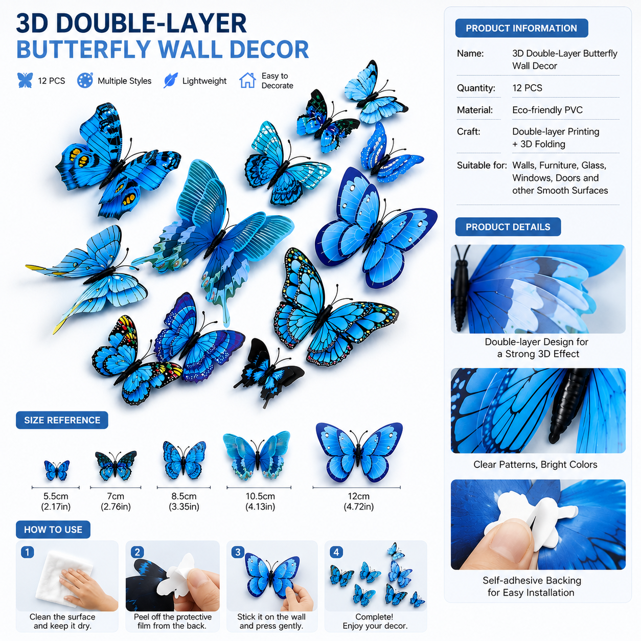 Realistic 3D Butterfly Decorations for DIY Crafts, Wreaths, Flowers, Wedding & Party Decor