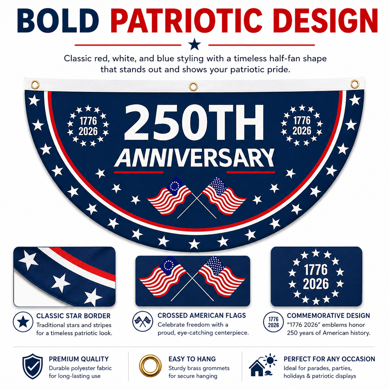 250th Anniversary Patriotic Banner – American Flag Decoration