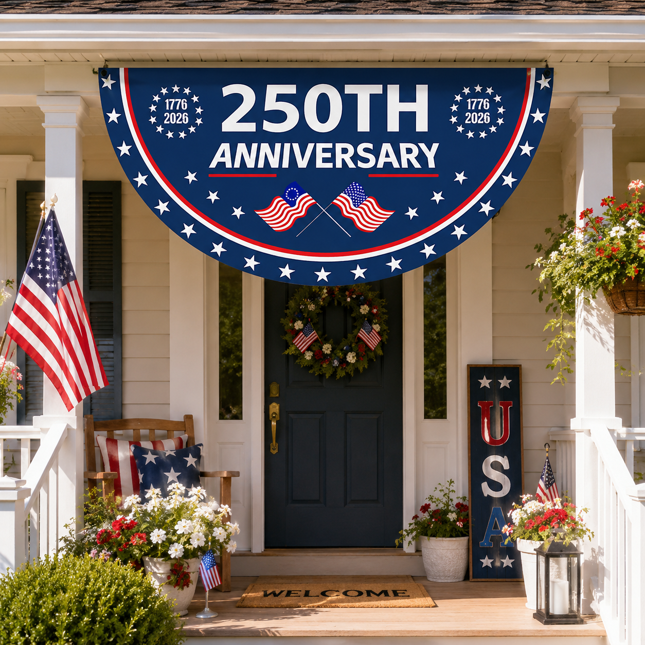 250th Anniversary Patriotic Banner – American Flag Decoration