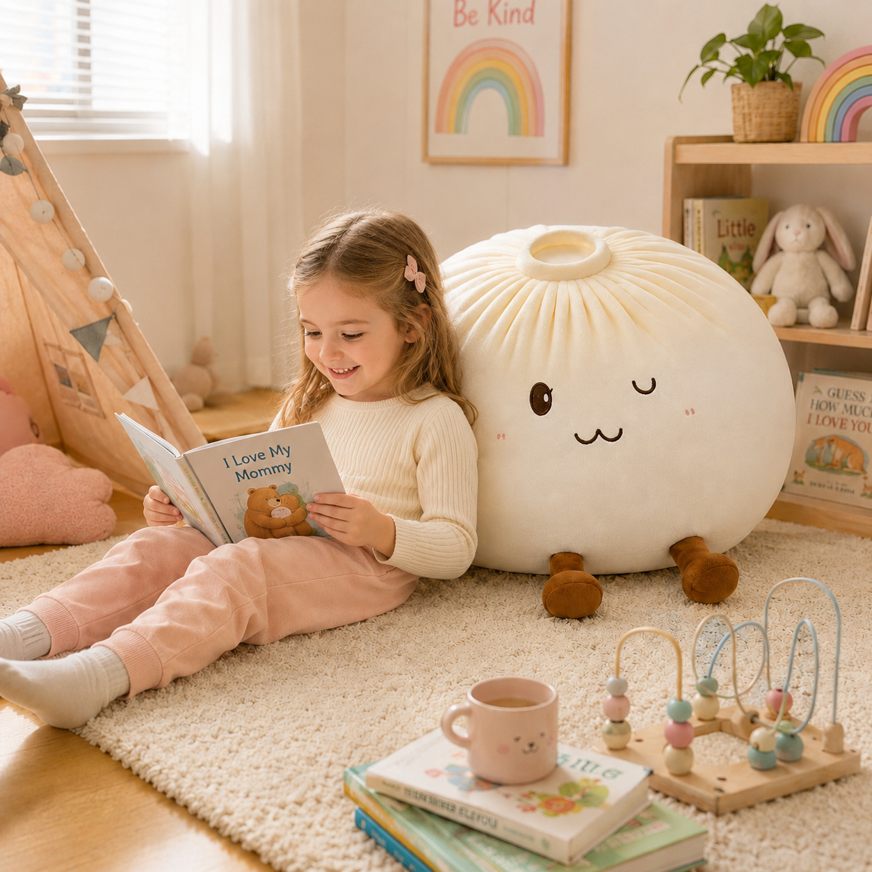 Cute Baozi Plush Pillow – Soft Stuffed Dumpling Cushion