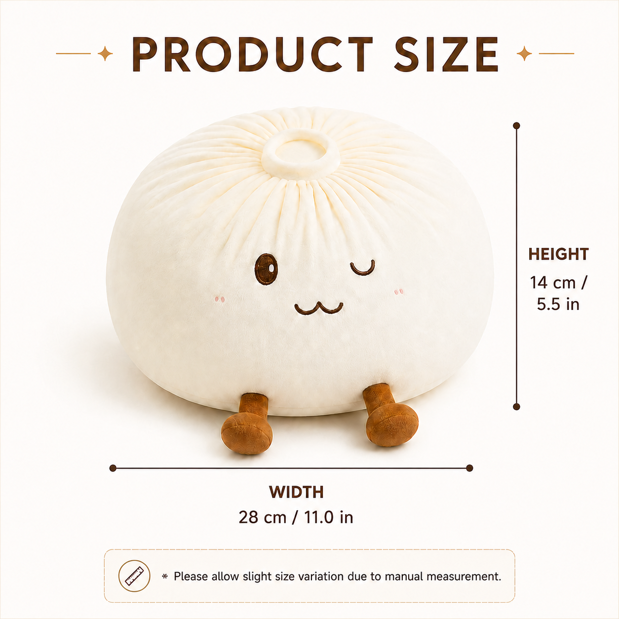 Cute Baozi Plush Pillow – Soft Stuffed Dumpling Cushion