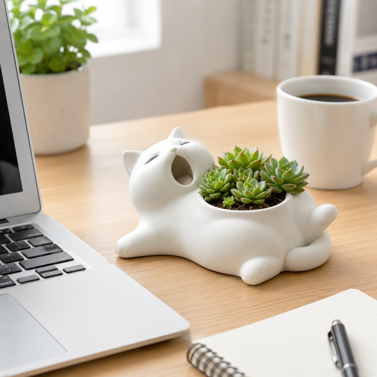 Cute Cat Shaped Succulent Planter – Whimsical Desktop Plant Pot