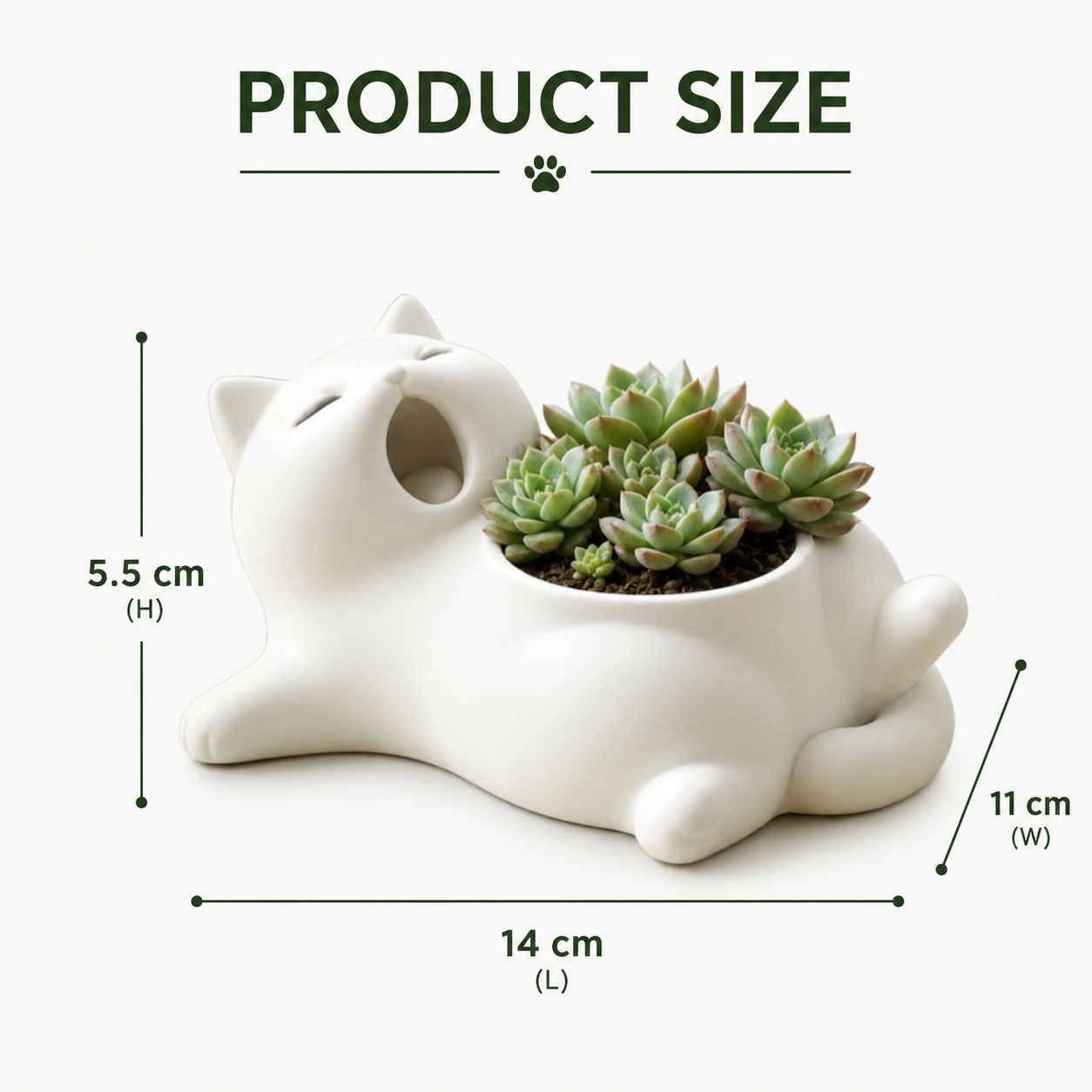 Cute Cat Shaped Succulent Planter – Whimsical Desktop Plant Pot