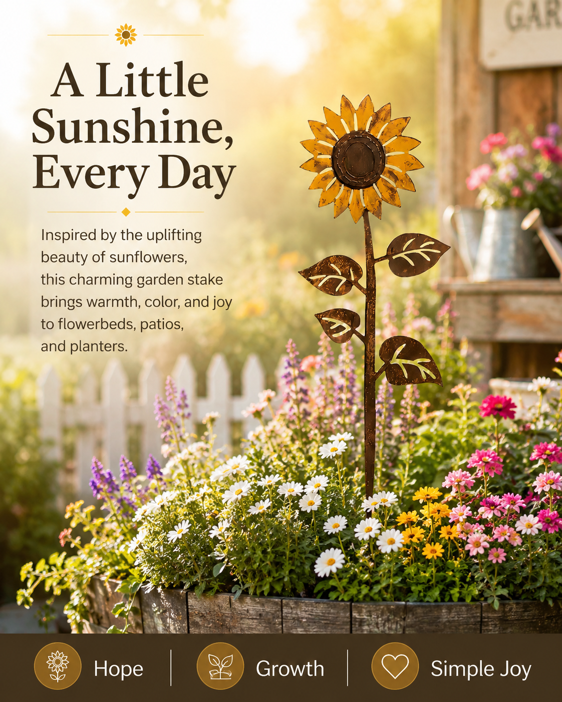 Sunflower Garden Stake – Rustic Metal Outdoor Decor for Your Garden, Yard, or Patio