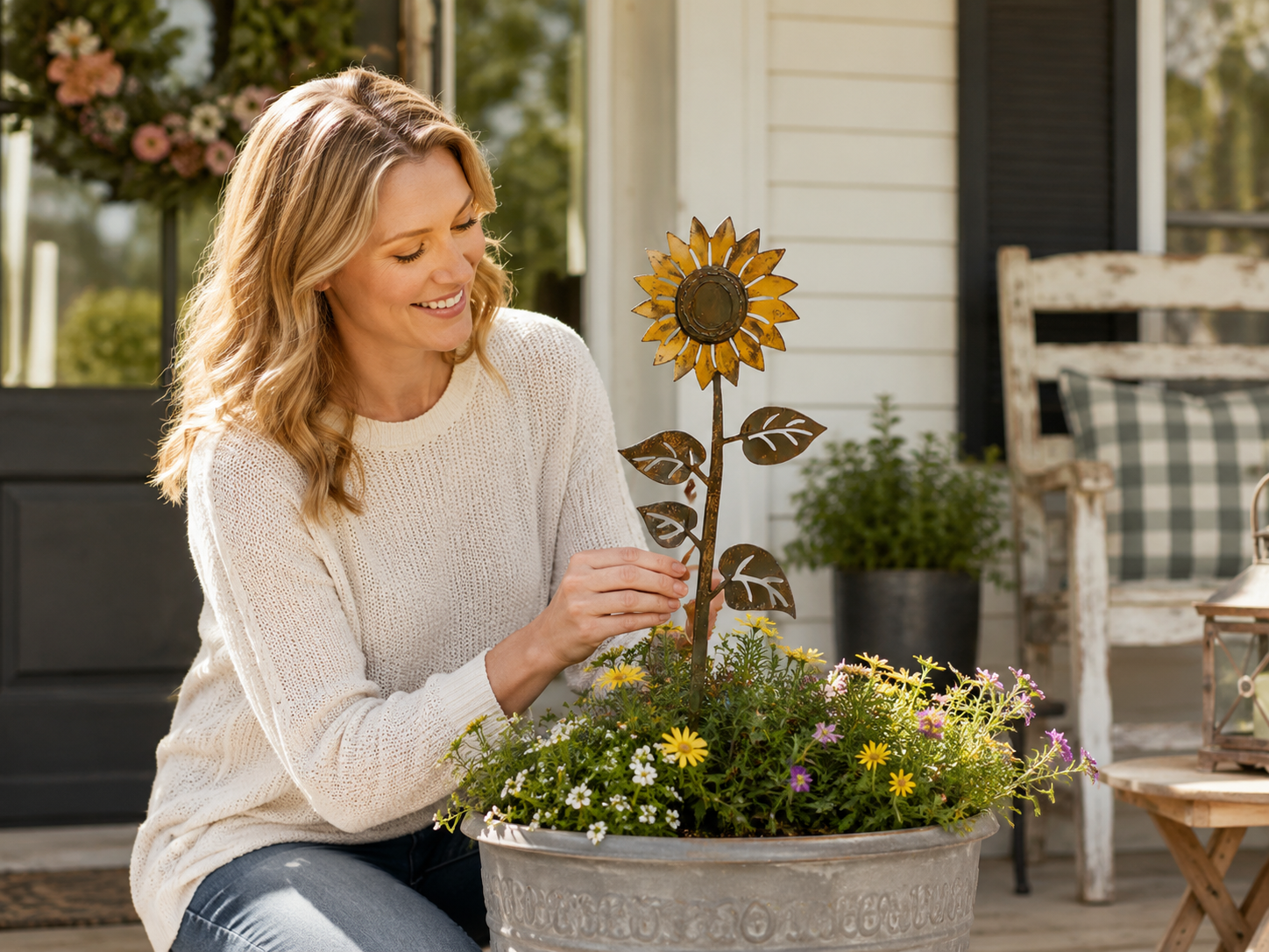 Sunflower Garden Stake – Rustic Metal Outdoor Decor for Your Garden, Yard, or Patio