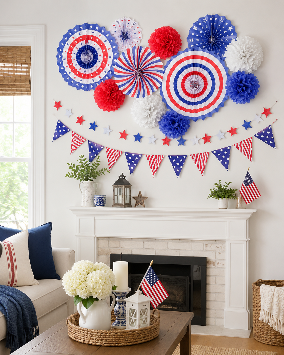 14-Piece Patriotic Independence Day Decoration Set – Red White & Blue Stars