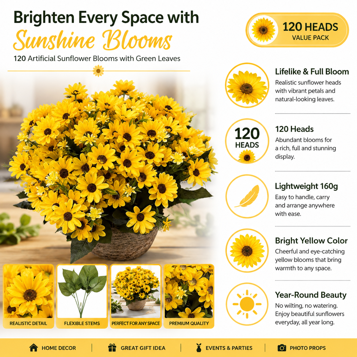 120 Artificial Sunflower Bouquet