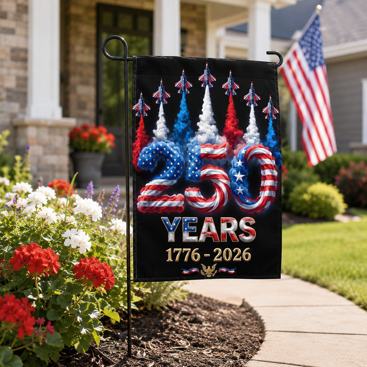 4th of July Patriotic Garden Flag – 250th Anniversary USA Celebration 1776-2026