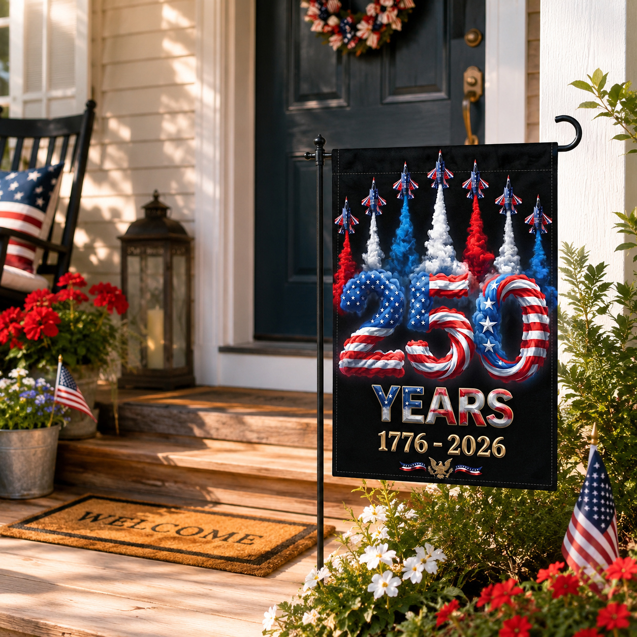 4th of July Patriotic Garden Flag – 250th Anniversary USA Celebration 1776-2026