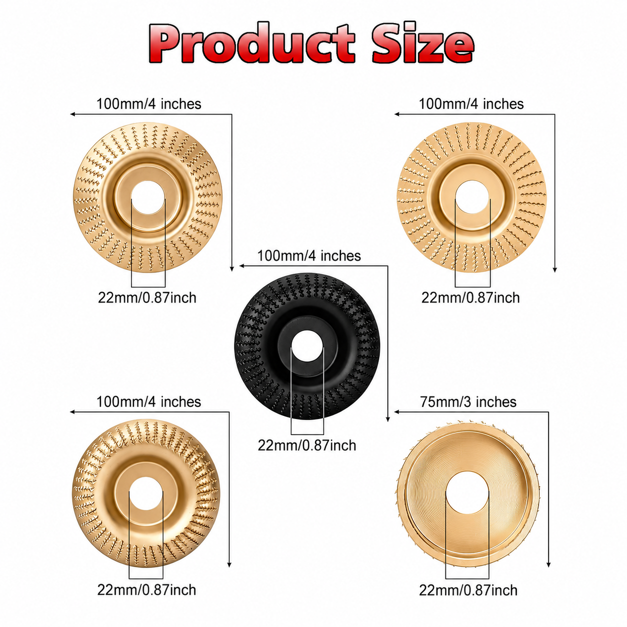Premium 5-Piece Rotary Grinding Disc Set – Multi-Surface Material Removal Tool