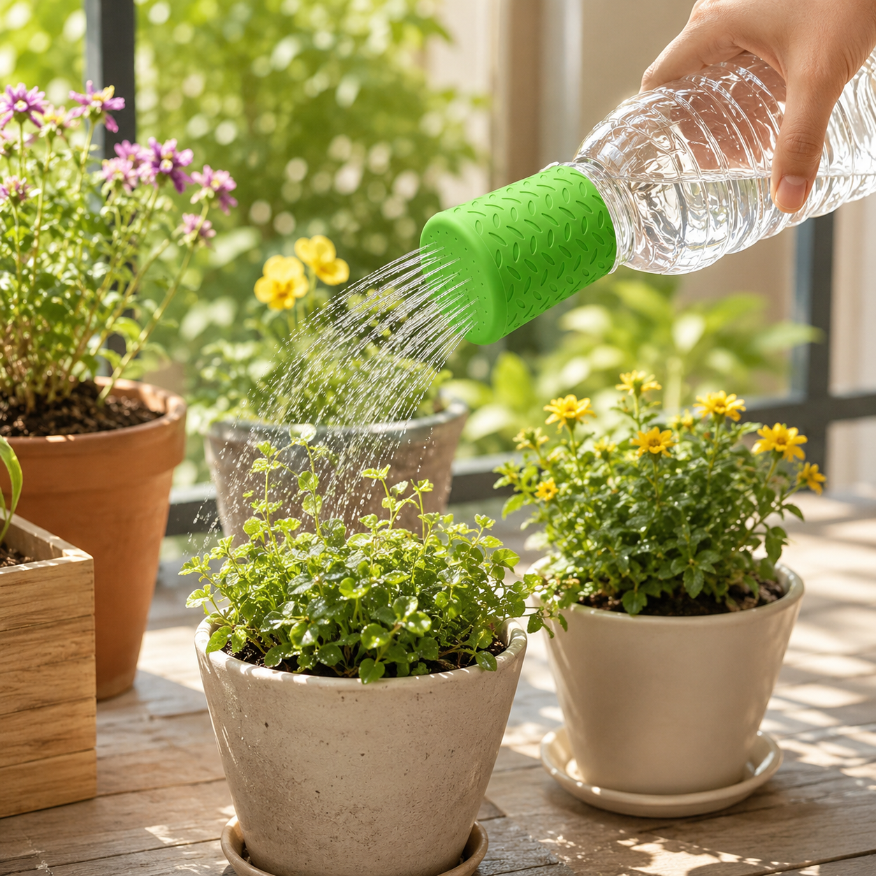 2Pcs-Multi-Aperture Silicone Water Bottle Sprayer – Portable Pet & Plant Shower