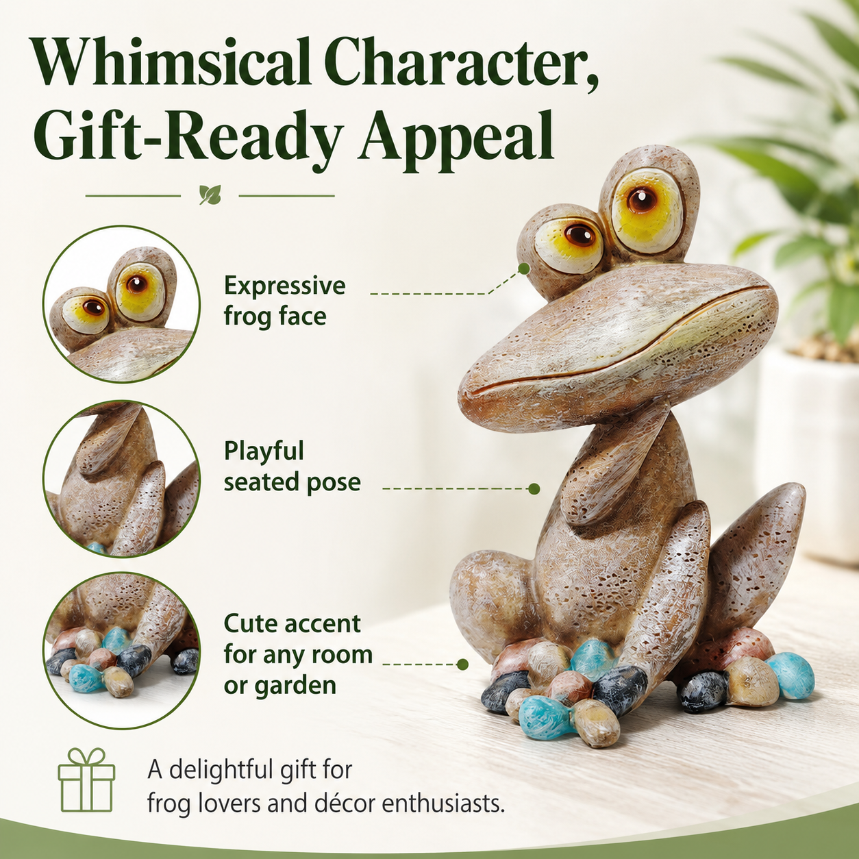 Whimsical Sitting Frog Garden Figurine – Cute Outdoor & Indoor Decor