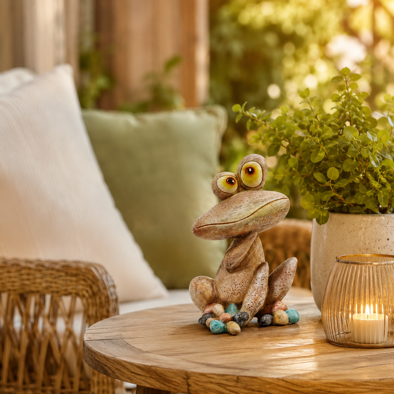 Whimsical Sitting Frog Garden Figurine – Cute Outdoor & Indoor Decor