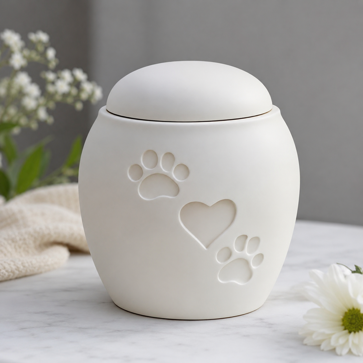Pet Memorial Urn – Elegant Paw & Heart Design