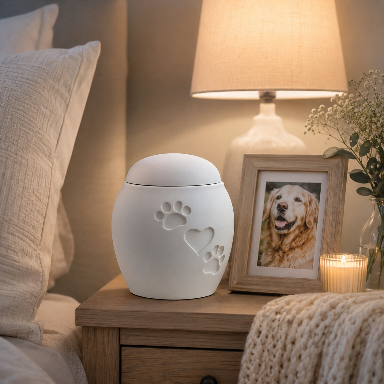 Pet Memorial Urn – Elegant Paw & Heart Design