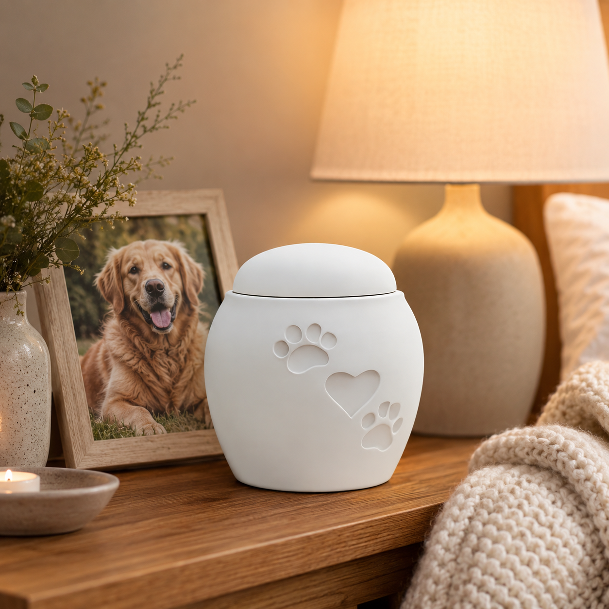 Pet Memorial Urn – Elegant Paw & Heart Design