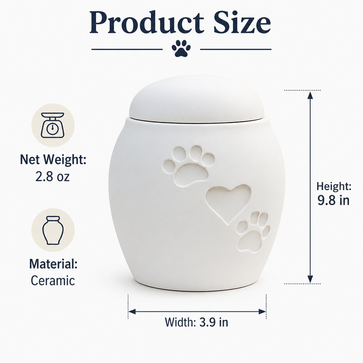 Pet Memorial Urn – Elegant Paw & Heart Design