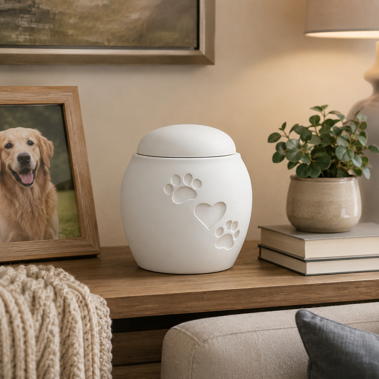 Pet Memorial Urn – Elegant Paw & Heart Design
