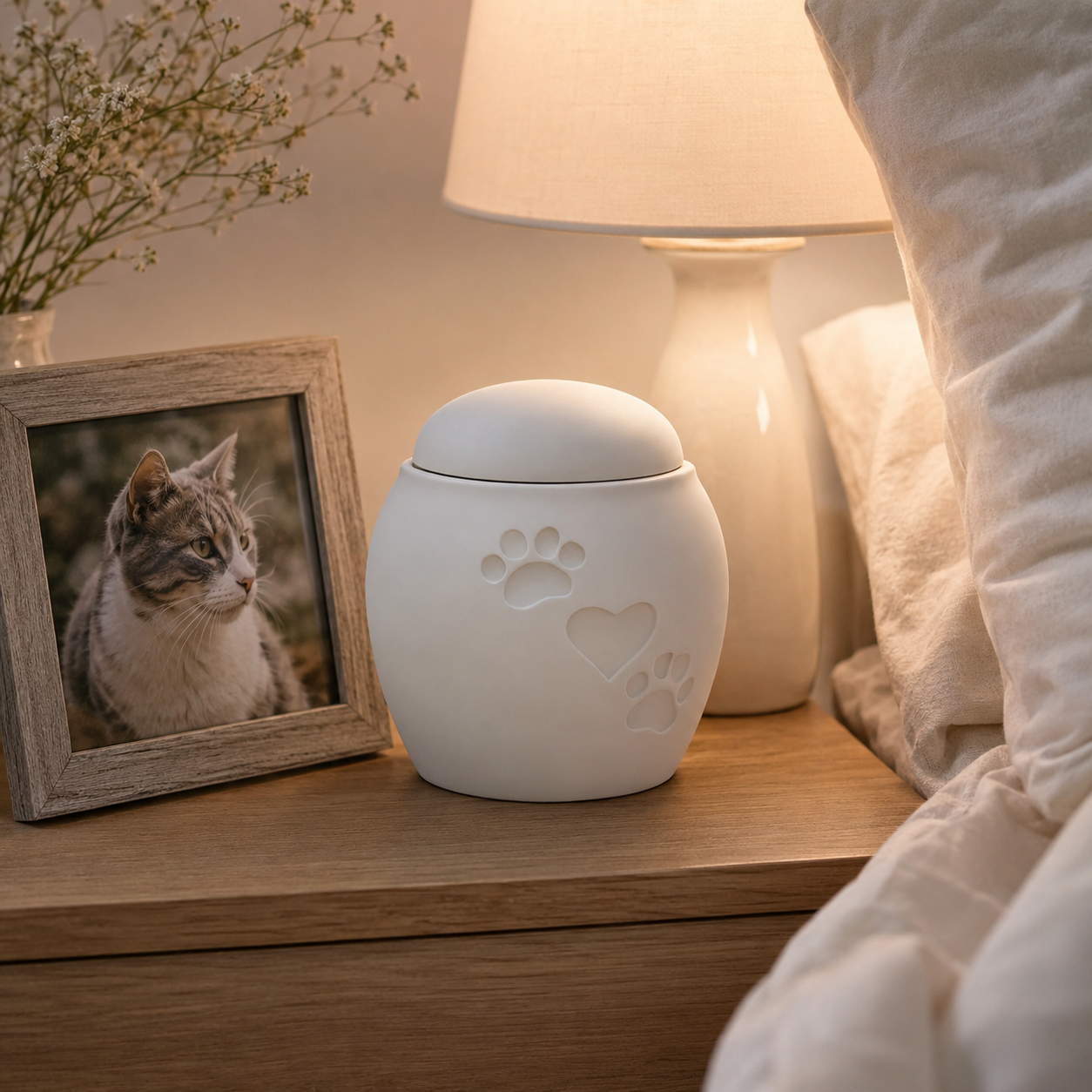 Pet Memorial Urn – Elegant Paw & Heart Design