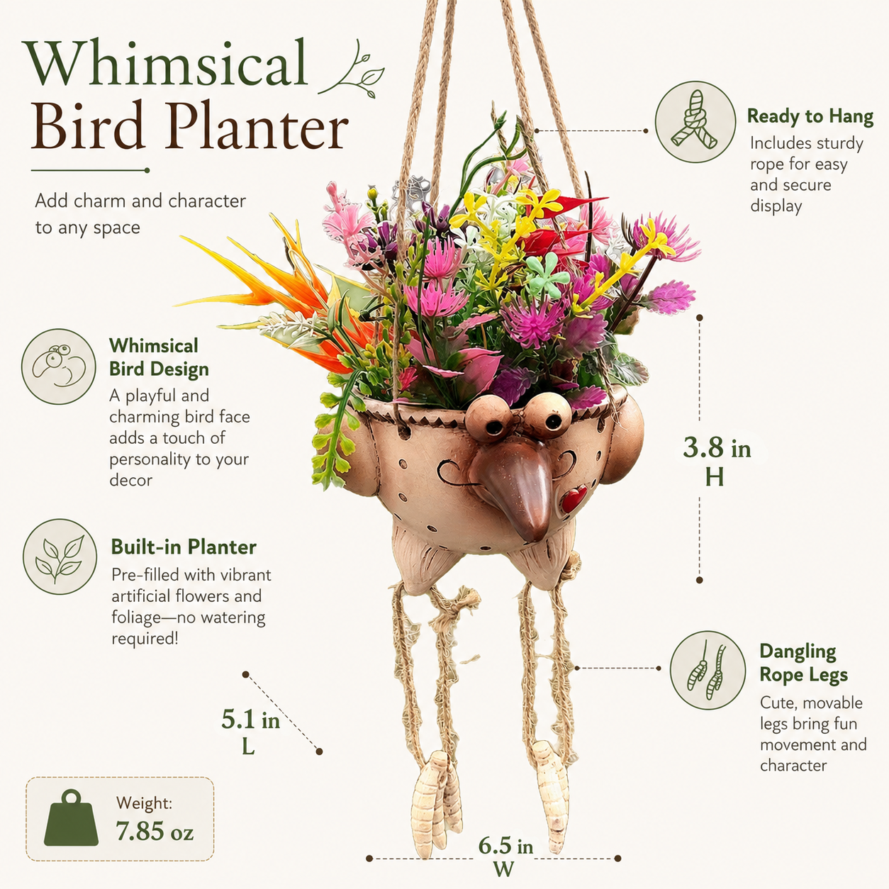 Hanging Bird Leg Planter – Quirky Decorative Hanging Flower Pot