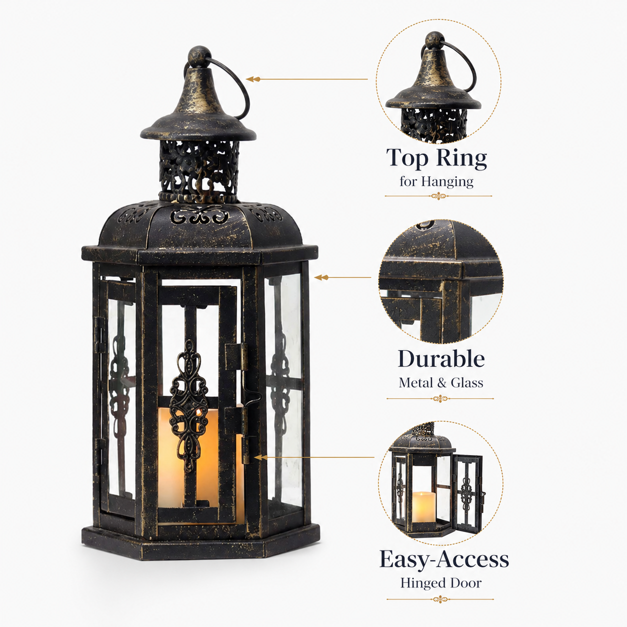 Vintage Rustic Lantern Candle Holder