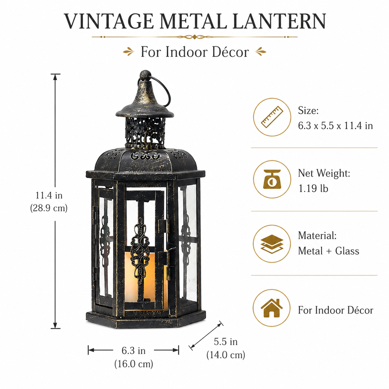 Vintage Rustic Lantern Candle Holder