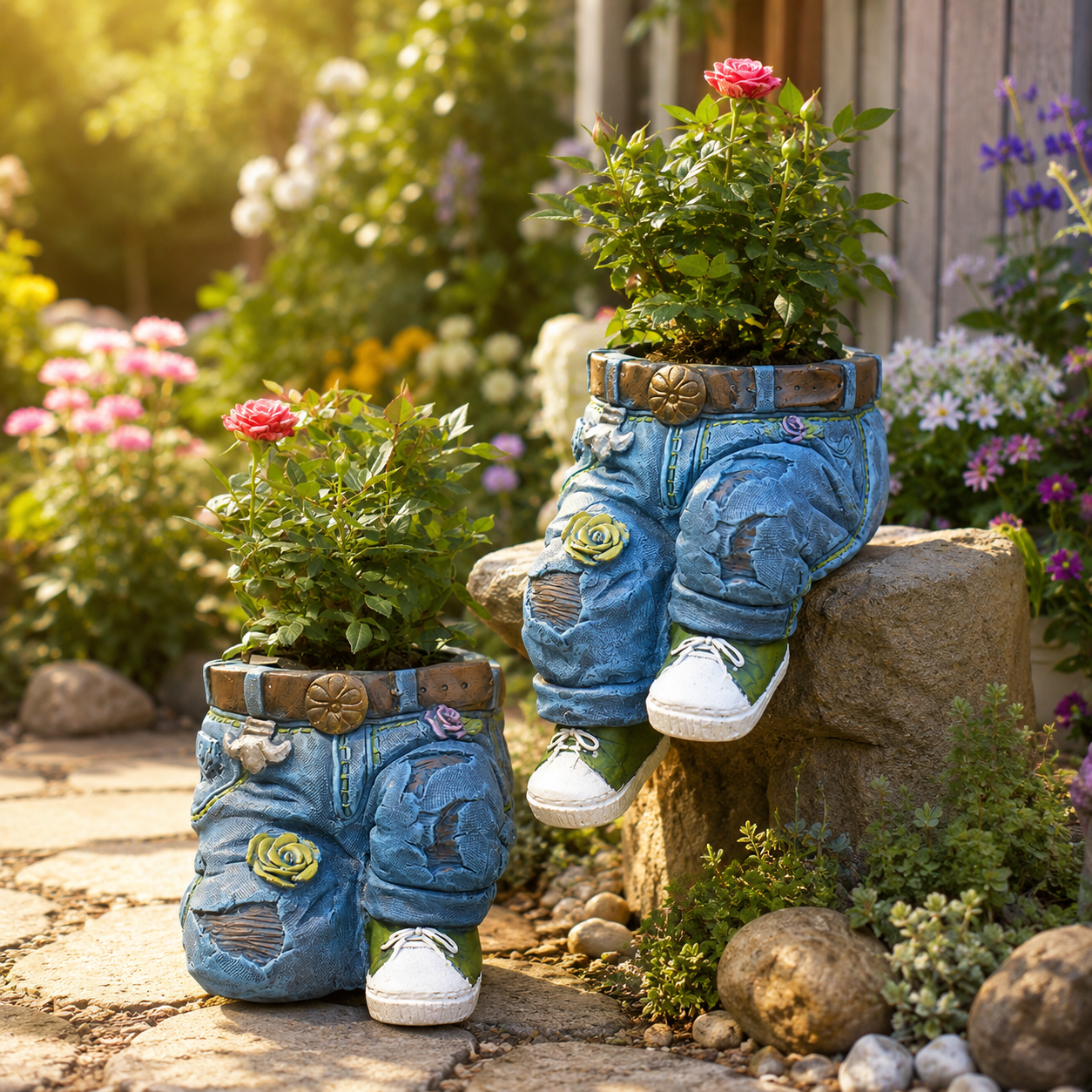 Whimsical Denim Jeans Planter – Fun & Quirky Indoor/Outdoor Pot