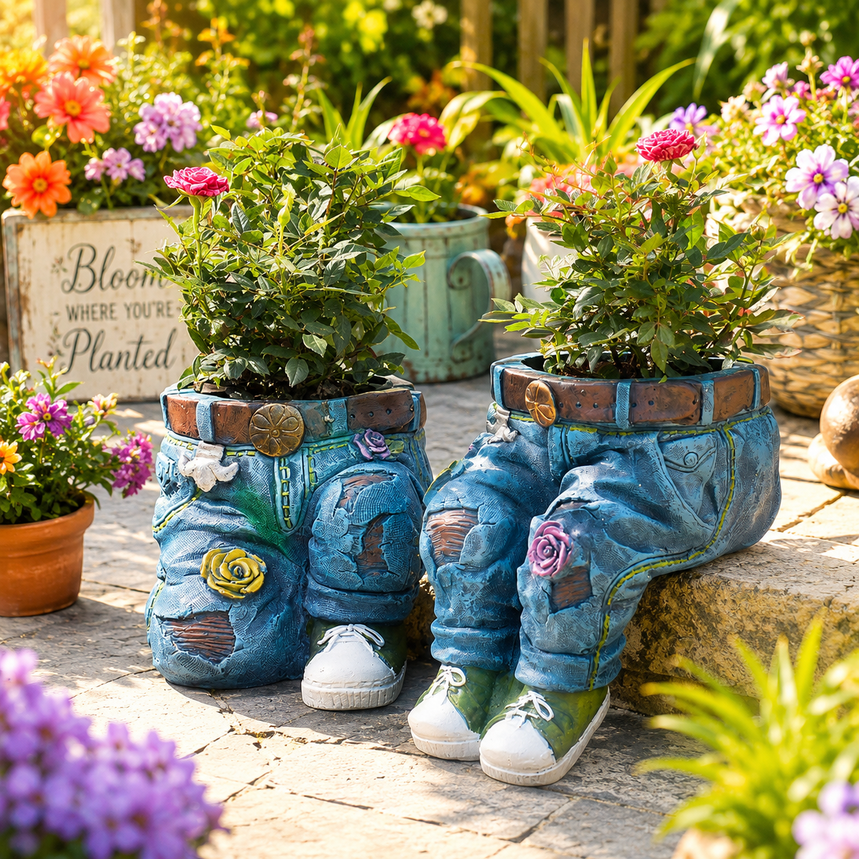 Whimsical Denim Jeans Planter – Fun & Quirky Indoor/Outdoor Pot
