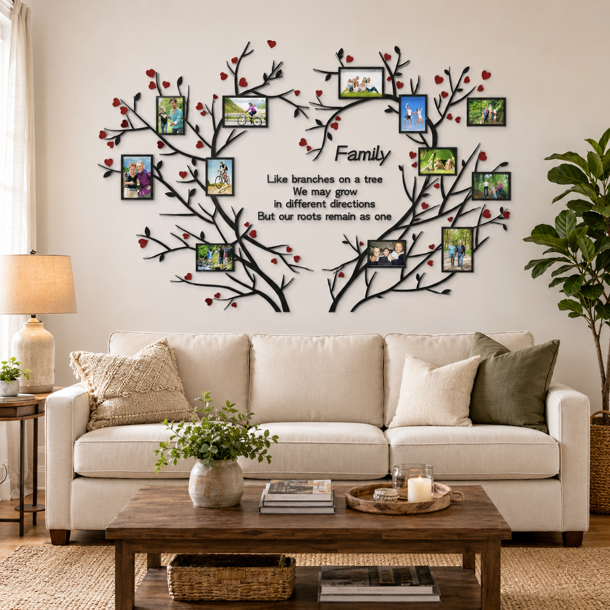 DIY Family Tree Wall Decal with Photo Frames for Home Decor