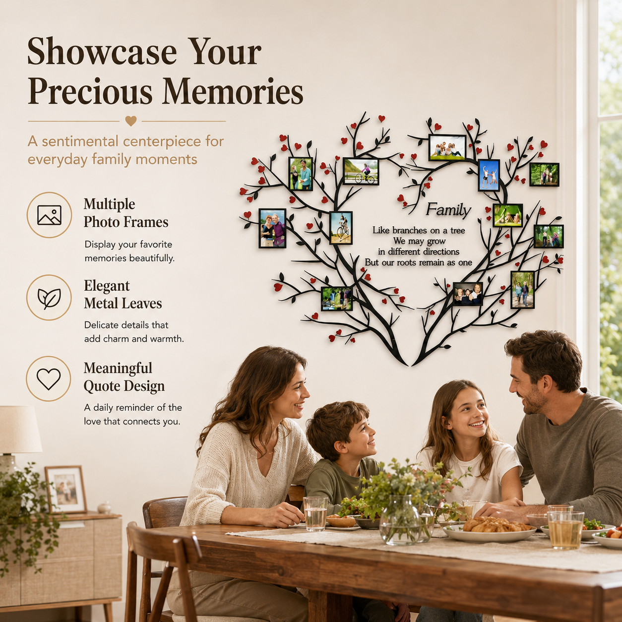 DIY Family Tree Wall Decal with Photo Frames for Home Decor