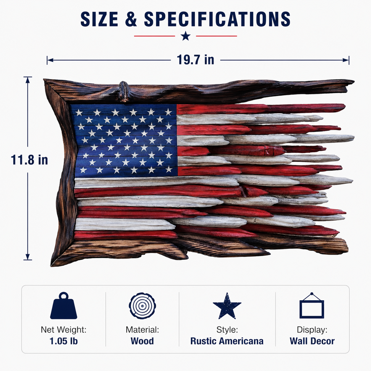 Rustic Wooden American Flag Wall Decor