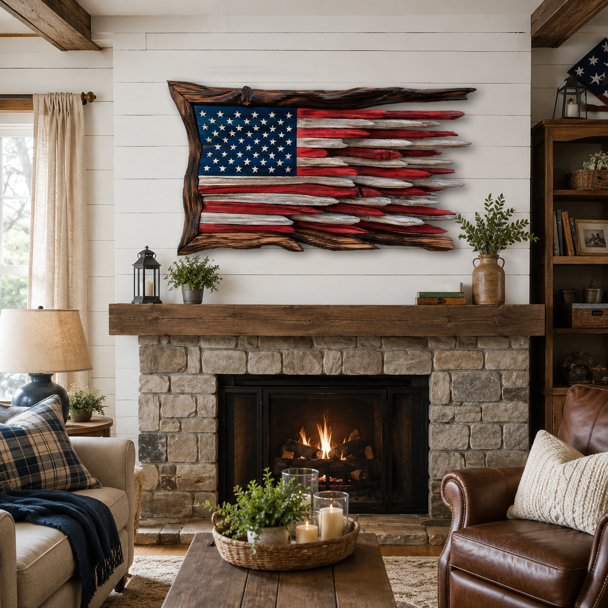 Rustic Wooden American Flag Wall Decor