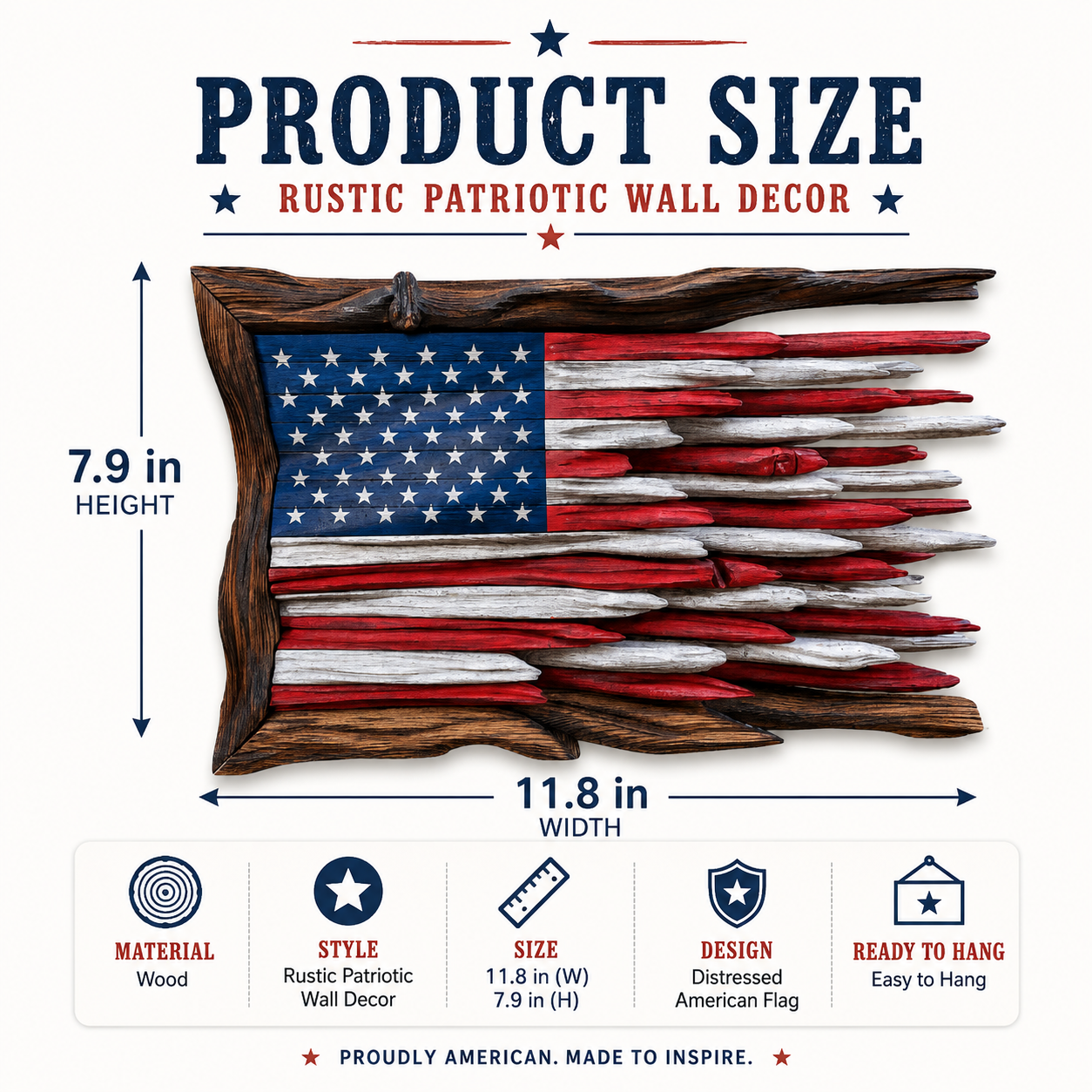 Rustic Wooden American Flag Wall Decor