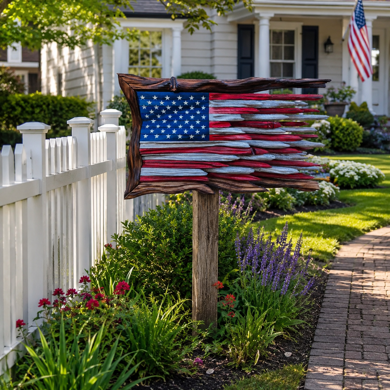 Rustic Wooden American Flag Wall Decor